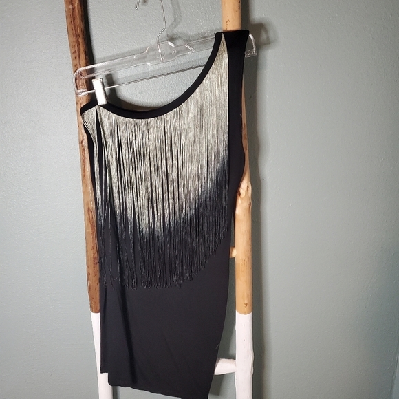 Zara Ombre Fringe One Shoulder dress - Picture 6 of 10